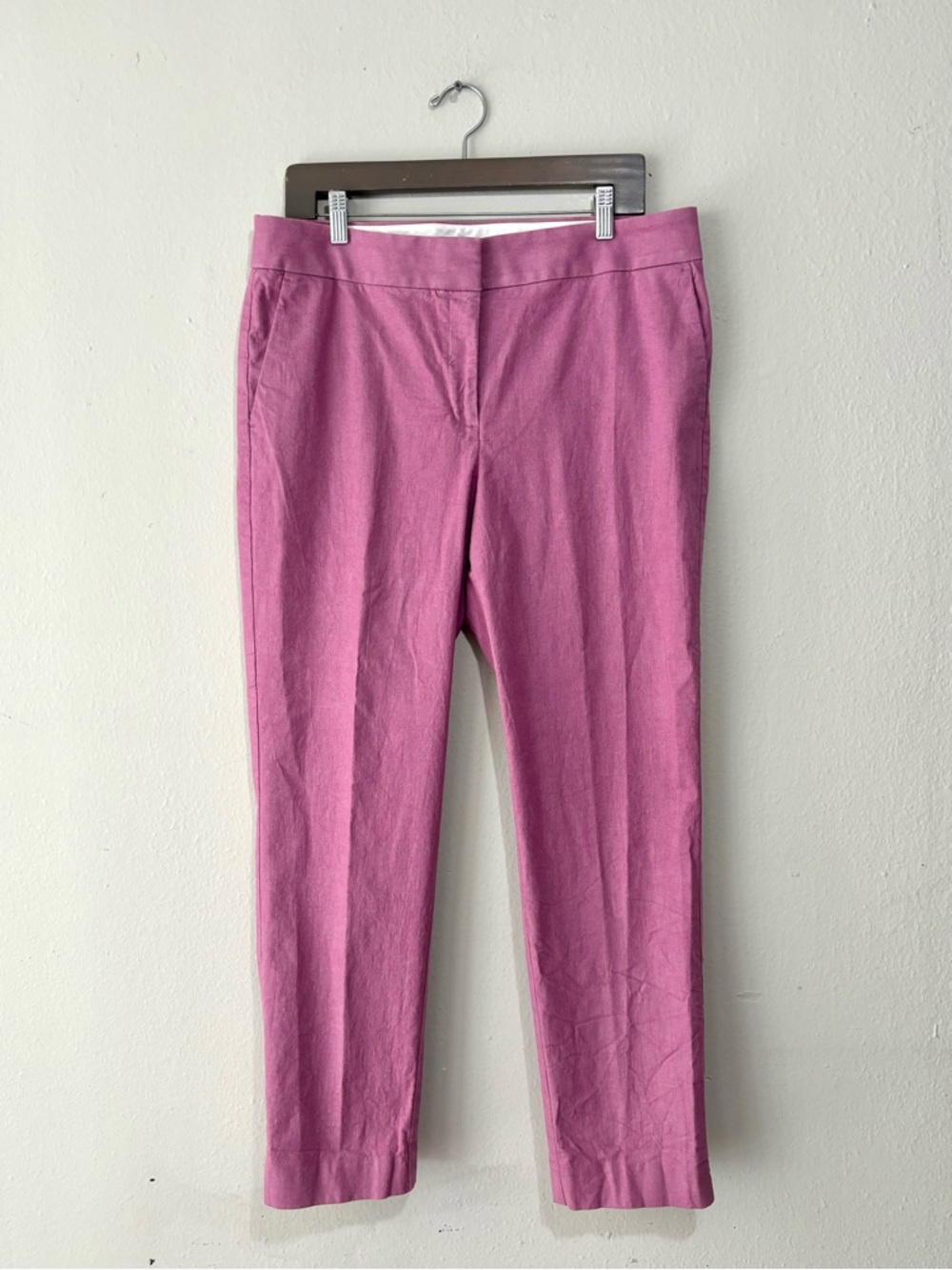 LOFT pink ankle dress pants mid-rise slash front pockets straight leg size 12